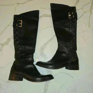 Stelle Monelle Womens Tall Leather Riding Boots Made in Italy Black Size 39